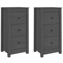 Buffet - Bois de pin - Lot de 2 - 40 x 35 x 80 cm - Couleur gris - Meuble de rangement