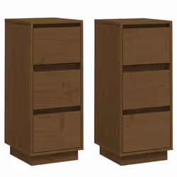 Buffet bahut - Non spécifié - Lot de 2 - Bois de pin massif - 32 x 34 x 75 cm - Marron miel