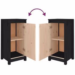 Buffet bahut - Bois de pin massif - Noir - Lot de 2 - 39 x 35 x 80 cm - Meuble de rangement