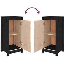Buffet bahut - Bois de pin massif - Noir - Lot de 2 - 39 x 35 x 80 cm - Meuble de rangement