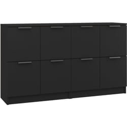 Buffet bahut commode armoire meuble de rangement organisateur cuisine salle de séjour salons lot de 2 60 x 30 x 70 cm bois d'ingénierie noir