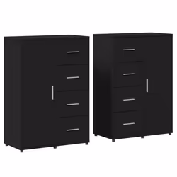 Buffet bahut - Non spécifié - Lot de 2 - Noir - 60 x 31 x 84 cm - Bois dingénierie