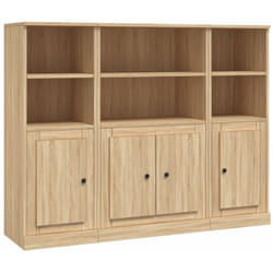 Buffet bahut commode armoire meuble de rangement organisateur cuisine salle de séjour salons 3 pcs sonoma bois d'ingénierie marron