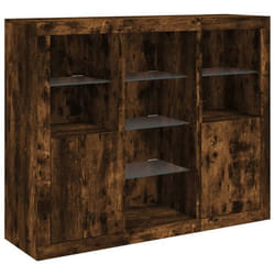 Buffet bahut - Non spécifié - 3 pcs - Bois dingénierie - LED RVB - Chêne fumé
