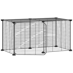 Helloshop26 - Cage animaux de compagnie à 8 panneaux et porte 35 x 35 cm noir