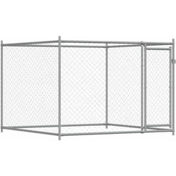 Helloshop26 - Cage pour chien avec porte 2 x 2 x 1,5 m acier galvanisé gris