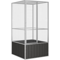 Helloshop26 - Cage à oiseaux 111 x 107 x 211,5 cm acier galvanisé anthracite