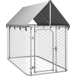 Chenil cage enclos pac animaux extérieur avec toit 200 x 100 x 150 cm Argent