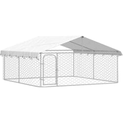 Chenil cage enclos pac animaux extérieur avec toit 300 x 300 x 150 cm Argent
