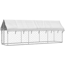 Chenil cage enclos pac animaux extérieur avec toit 400 x 100 x 150 cm Argent