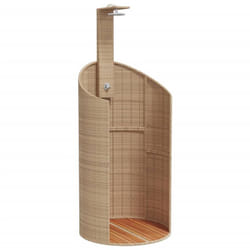 Douche d'extérieur beige 100 x 100 x 241,5cm poly rotin bois acacia beige