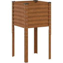 Helloshop26 - Jardinière bac lit surélevé plantes fleurs terrasse jardin 45 x 45 x 88 cm acier résistant aux intempéries marron