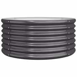 Jardinière - Acier enduit de poudre - 80 x 80 x 36 cm - Couleur anthracite - Ronde - Résistante aux intempéries