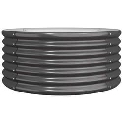 Jardinière - Acier enduit de poudre - 80 x 80 x 36 cm - Couleur anthracite - Ronde - Résistante aux intempéries