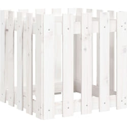 Helloshop26 - Jardinière bac lit surélevé plantes fleurs terrasse jardin avec design de clôture 50 x 50 x 50 cm pin massif blanc