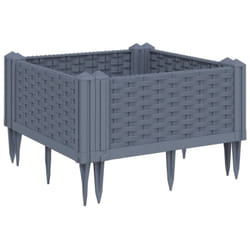 Helloshop26 - Jardinière bac lit surélevé plantes fleurs terrasse jardin avec piquets 42,5 x 42,5 x 28,5 cm pp gris