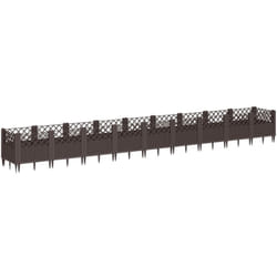 Helloshop26 - Jardinière bac lit surélevé plantes fleurs terrasse jardin avec piquets 363,5 x 43,5 x 43,5 cm pp marron