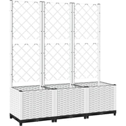 Jardinière bac lit surélevé plantes fleurs terrasse jardin avec treillis 120 x 40 x 136 cm PP blanc