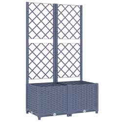 Jardinière - HELLOSHOP26 - 80x40x136 cm - PP gris - Treillis intégré - Résistant aux intempéries