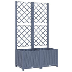 Jardinière - HELLOSHOP26 - 80x40x136 cm - PP gris - Treillis intégré - Résistant aux intempéries