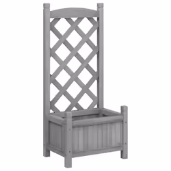 Jardinière - Bois Massif - Treillis - Gris - 40x30x90 cm - Plantes Grimpantes