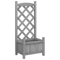 Jardinière - Bois Massif - Treillis - Gris - 40x30x90 cm - Plantes Grimpantes
