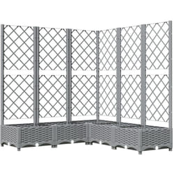 Helloshop26 - Jardinière bac lit surélevé plantes fleurs terrasse jardin avec treillis clair 120 x 120 x 121,5 cm pp gris