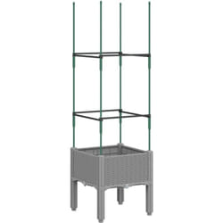 Helloshop26 - Jardinière bac lit surélevé plantes fleurs terrasse jardin avec treillis clair 40 x 40 x 142,5 cm pp gris