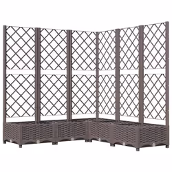 Jardiniere bac lit sureleve plantes fleurs terrasse jardin avec treillis 120 x 120 x 1215 cm PP marron