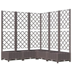 Jardiniere bac lit sureleve plantes fleurs terrasse jardin avec treillis 120 x 120 x 1215 cm PP marron