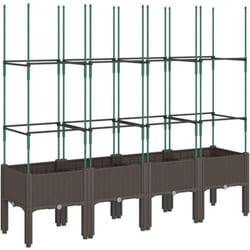 Helloshop26 - Jardinière bac lit surélevé plantes fleurs terrasse jardin avec treillis 160 x 40 x 142,5 cm pp marron