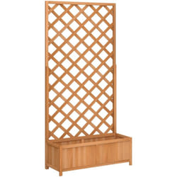 Helloshop26 - Jardinière bac lit surélevé plantes fleurs terrasse jardin avec treillis bois massif de sapin marron
