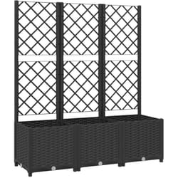 Jardinière bac lit surélevé plantes fleurs terrasse jardin avec treillis 120 x 40 x 136 cm PP noir