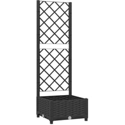 Helloshop26 - Jardinière bac lit surélevé plantes fleurs terrasse jardin avec treillis 40 x 40 x 121,5 cm pp noir