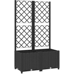Helloshop26 - Jardinière bac lit surélevé plantes fleurs terrasse jardin avec treillis 80 x 40 x 136 cm pp noir