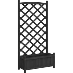 Helloshop26 - Jardinière bac lit surélevé plantes fleurs terrasse jardin avec treillis bois massif de sapin noir