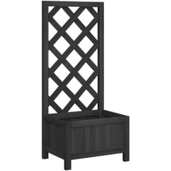 Helloshop26 - Jardinière bac lit surélevé plantes fleurs terrasse jardin avec treillis bois massif de sapin noir