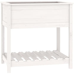 Helloshop26 - Jardinière bac lit surélevé plantes fleurs terrasse jardin avec étagère 82,5 x 54 x 81 cm bois massif de pin blanc