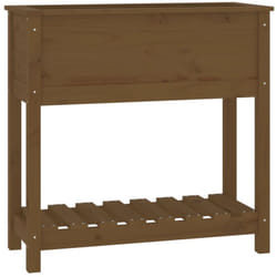 Jardinière bac lit surélevé plantes fleurs terrasse jardin avec étagère 82,5 x 34,5 x 81 cm bois de pin marron
