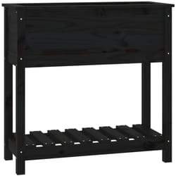 Helloshop26 - Jardinière bac lit surélevé plantes fleurs terrasse jardin avec étagère 82,5 x 34,5 x 81 cm bois massif de pin noir