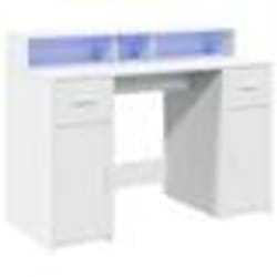 Bureau - Ingénierie - 120x55x91 cm - LED RGB - Rangement spacieux - Blanc