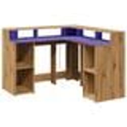 Bureau - Artisanal - Angle - Bois dingénierie - Éclairage LED - Rangement spacieux
