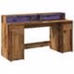 Bureau - Vieux Bois - LED - 160x55x90 cm - Rangement - Design Contemporain