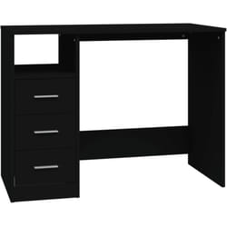 Bureau table poste de travail meuble d'ordinateur informatique étude avec tiroirs 102 x 50 x 76 cm bois d'ingénierie noir