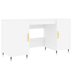 Bureau - Non spécifié - 140 x 50 x 75 cm - Bois dingénierie - Blanc - Pieds en fer