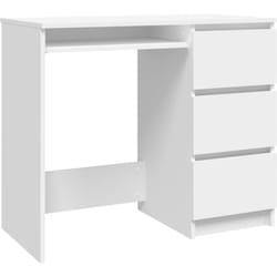 Helloshop26 - Bureau table poste de travail meuble d'ordinateur informatique étude 90 x 45 x 76 cm bois d'ingénierie blanc