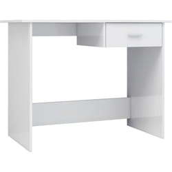 Bureau table poste de travail meuble d'ordinateur informatique étude brillant 100 x 50 x 76 cm bois d'ingénierie blanc