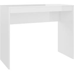 Helloshop26 - Bureau table poste de travail meuble d'ordinateur informatique étude brillant 90 x 40 x 72 cm bois d'ingénierie blanc