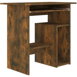 Bureau table poste de travail meuble d'ordinateur informatique étude chêne fumé 80 x 45 x 74 cm bois d'ingénierie brun