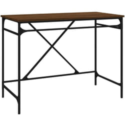 Helloshop26 - Bureau table poste de travail meuble d'ordinateur informatique étude chêne 100 x 50 x 75 cm bois d'ingénierie et fer brun
